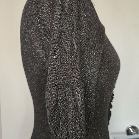 Sparkly Black Puff Sleeve Cardigan - Picture 8 of 12